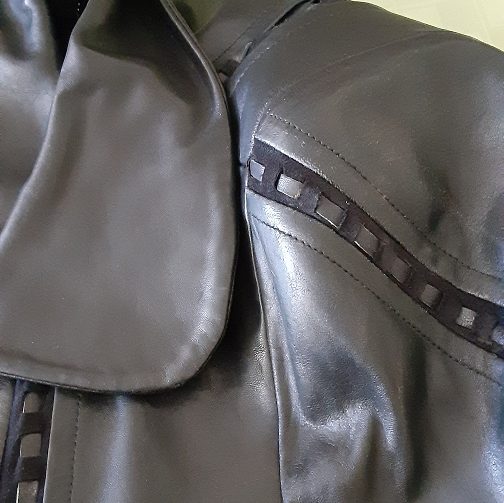 Knoles&Carter black Italian lamb skin leather coat, jacket - Picture 5 of 11